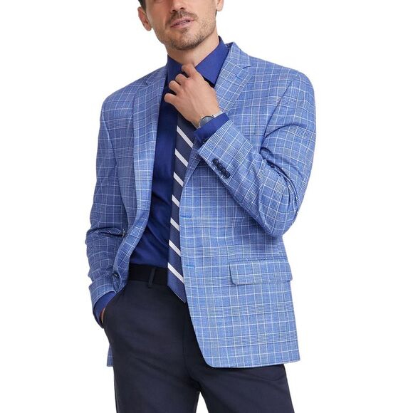 Michael Kors Mens Classic-Fit Check Sport Coat 36 Regular Blue/White - NWT $295